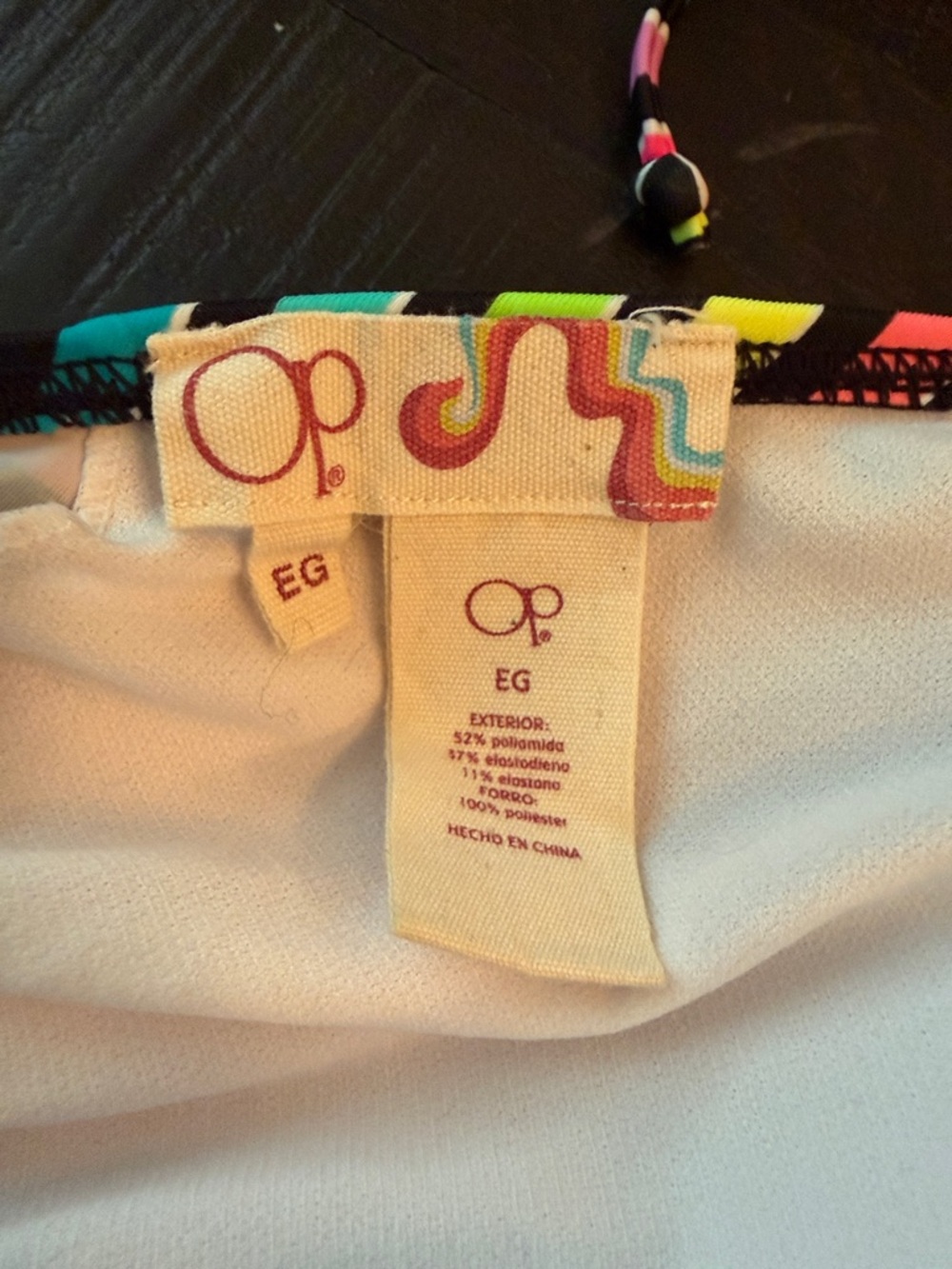 OP/Inmotion Ladies Neon Rainbow Striped Bikini - Top XL, bottom L - Picture 3 of 6